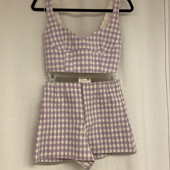 SET Gingham Zara Crop Top and Shorts - Picture 1 of 8